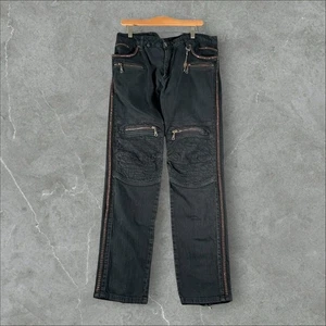 Robin's Jeans Herren 36x32 schwarz Straight The Show Dazzle Nieten gerippt Biker - Bild 1 von 8