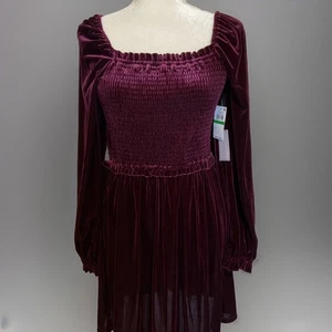 1.State burgunderrotes Samt-Minikleid Damen Large/UVP 109 $ - Bild 1 von 6