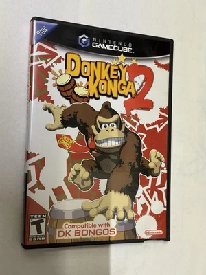 Nintendo Gamecube Donkey Konga 2, 2005, clasificación adolescente compatible con bongos DK Foto 1 de 4