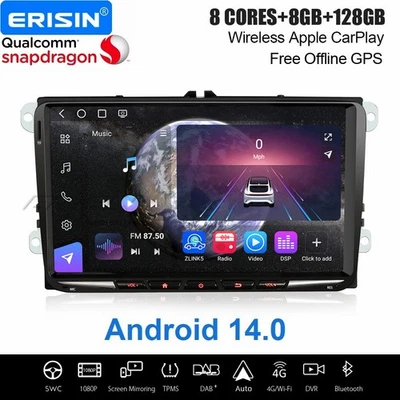 9" 128GB Android 14 Autoradio GPS Für VW Golf 5/6 Caddy Tiguan Passat Skoda SEAT - Bild 1 von 4