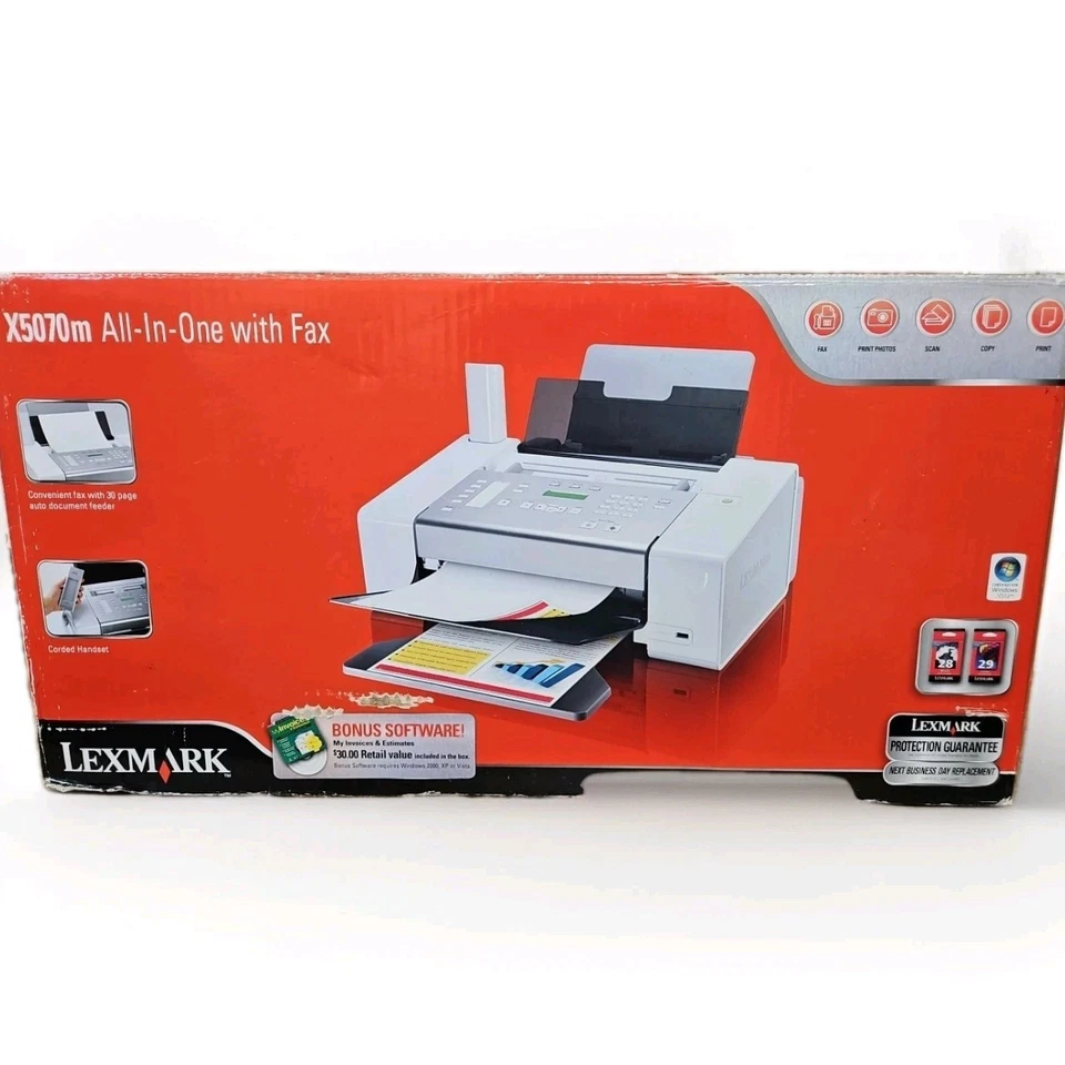 NEW Lexmark X5070M All In One Color Printer w/ Fax 5000 Series In Box 11N1285 - Image 1 of 4