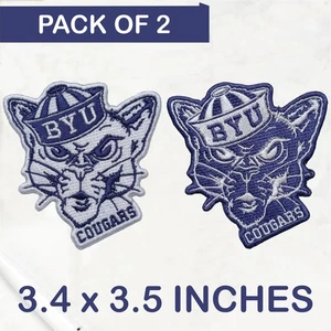 2 Stück BYU Cougars NCAA Team Logo Bügelbild Patch - Aufnäher Patch - bestickt Patch - Bild 1 von 11