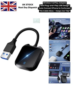 Wireless CarPlay Adapter Mini Plug and Play USB Auto Connect iPhone CarScreen - Picture 1 of 16