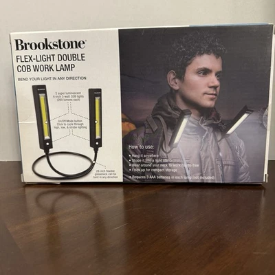 NUEVA Lámpara de Trabajo Brookstone Flex-Light Doble Cob Manos Libres Ligera LED Brillante Foto 1 de 4