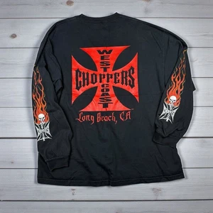 WEST COAST CHOPPERS VTG FLAME MOTORCYCLE JESSE JAMES FADED BLACK T SHIRT 3XL See - Picture 1 of 11