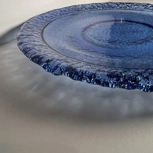 Piatto Pietra di Luna Blu Fuoco E Chiaro 14" Vetro Artistico Riciclato - Foto 1 di 8