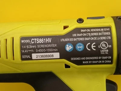 Snao-on CTS861HV 14.4 V Cordless Screwdriver tool only - Image 1 of 4