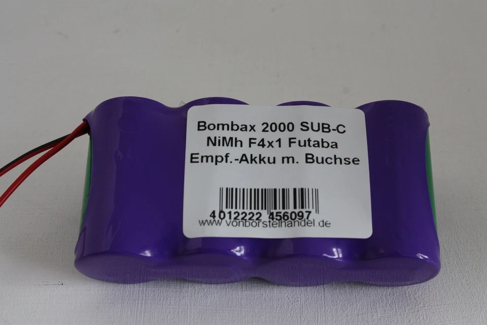 Bombax 4,8V/2000mAh SubC NiMh F4x1 4er Reihe Futaba Empfänger m. Buchse - Bild 1 von 1