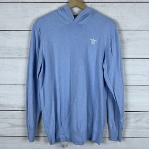 Macade Hoodie Men Large Dark Blue Hood Sweater Tech Knit Cashmere Cotton Golf - Picture 1 of 7