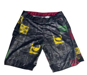Reef Men's Sz 38 Tropcial Black Yellow Red Green Boardshorts - Picture 1 of 5