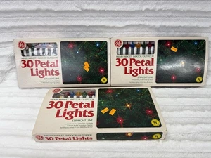Set 3 luci di Natale vintage GE 30 petali luce linea retta scatola originale - Foto 1 di 4