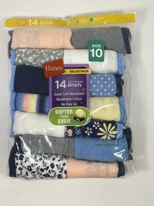 Hanes Underwear Girls Size 10 Cotton Briefs Multicolor Value Pack of 14 Tagless - Picture 1 of 2