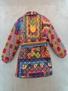 Farm Rio Ananas Patchwork gefütterte Jacke Gürtel Gobelin Small neu mit Etikett - Bild 1 von 24