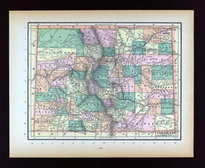 1894 Cram Map Colorado Springs Denver Boulder Leadville Breckenridge Pueblo CO - Picture 1 of 4