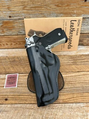 H720 Don Hume Black Leather Open Top Paddle Holster For Beretta Brigadier 92FS - Image 1 of 2