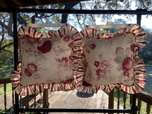 Vintage Waverly Garden Room Norfolk Rose "TWO" 16x16 Accent Pillows🌹 - Picture 1 of 9