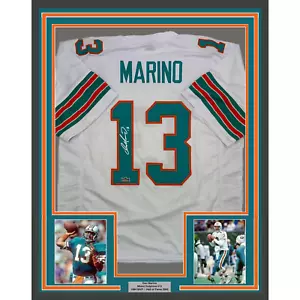 Framed Facsimile Autographed Dan Marino 35x39 Miami White Reprint Jersey - Picture 1 of 2