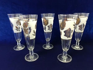 Beautiful Gold Flashed White (Set of 5) Wine Goblet Glass Glasses - Picture 1 of 4
