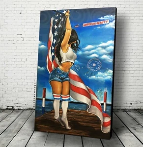 Jeremy Worst American Beauty Original acrylic Painting  fun WALL ART pinup decor - Picture 1 of 6