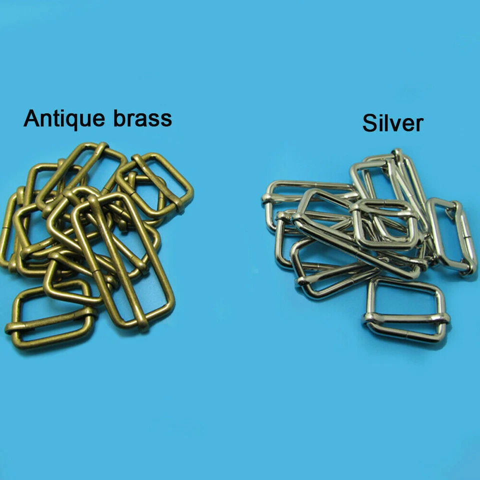 Metal Sliding Bar Strap Adjuster Buckles Slider 20 25 32 38 50mm Tri Glides Pin - Image 1 of 4