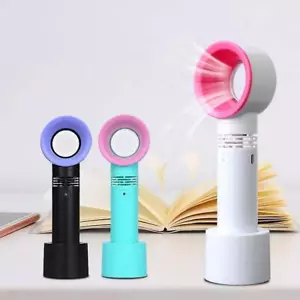USB Mini 360° Bladeless Fan Hand Held Desktop Portable Rechargeable Cooler Fan - Picture 1 of 22