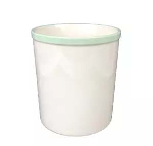 Crate and Barrel Ivory Porcelain Utensil Holder Pastel Green Trim NEW - Picture 1 of 5