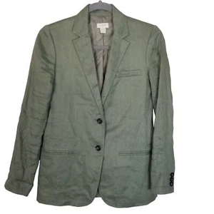 J. Crew Blazer Women 00 Brownish Green Blazer Jacket Women Linen Blazer Women - Picture 1 of 8