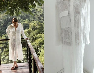 VESTIDO TÚNICA ZARA PEGATINOSA PLAYA BORDADO LARGO VESTIDO TÚNICA 4786/072 - Imagen 1 de 10