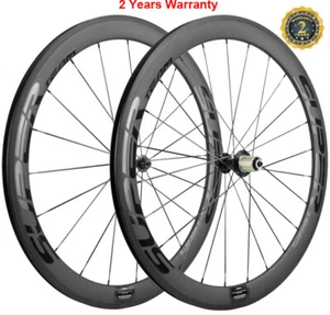 Juego de ruedas completas de fibra de carbono 700C 50 mm 23 mm de ancho clincher 3K basalto - Imagen 1 de 11