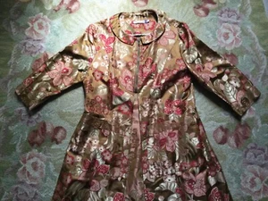 Helen Muriel red & gold silk blend brocade evening coat / dress, zip front sz 14 - Picture 1 of 9