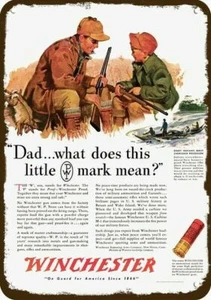 1943 WINCHESTER Shotgun & Rifle -Father Son Hunt-  DECORATIVE REPLICA METAL SIGN - Picture 1 of 1
