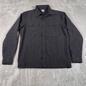 Nike Shirt Mens Large Black Button Up LS Double Pocket Midweight Y2K Vtg - Picture 1 of 6