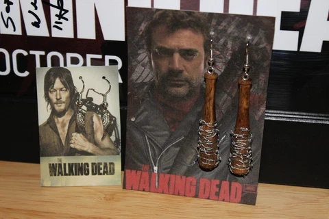 **2 SETS** Negan "Lucille"/Daryl Dixon Angel Wings~~Earrings~~The Walking Dead~~ Cover