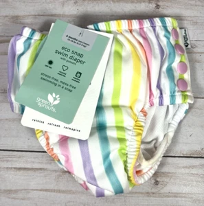 Green Sprouts Eco Snap Schwimmwindel 6 Monate 10-18 Pfund gestreift wiederverwendbar Neu mit Etikett - Bild 1 von 8