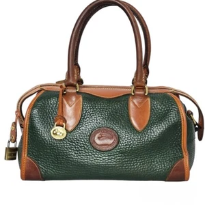 Dooney & Bourke Vintage Regal Gladstone Satchel, Pebbled Fir Green AWL, EUC - Picture 1 of 15