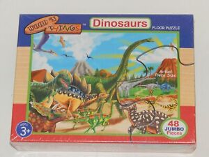 New WOOD 'N THINGS "Dinosaurs" Jumbo Floor Jigsaw Puzzle 48 Pieces