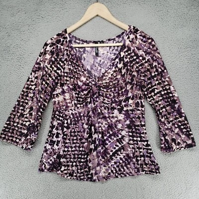 Top vintage Essentials by Milano para mujer S geométrico transparente brillo volantes Foto 1 de 4