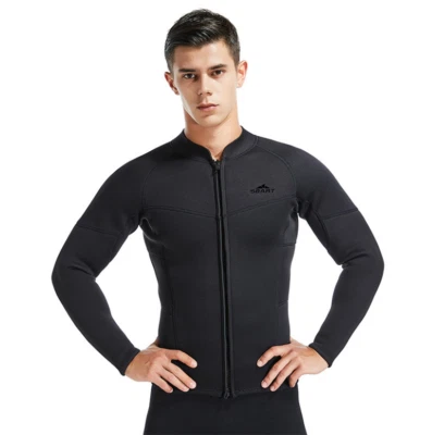 Mens Wetsuit Top Jacket 3mm Neoprene Long Sleeve Diving Suit Swimming Surfing - Image 1 of 4