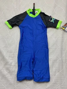 radicool skins kids 100+ SPF wetsuit rashguard australian made blue black size 2 - Picture 1 of 2