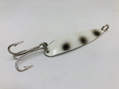 Isca de pesca rara vintage Fiery Fox Mfg Co colher branca preta - Imagem 1 de 3