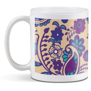 White Ceramic Mug - Purple Paisley Pattern #2429 - Picture 1 of 8