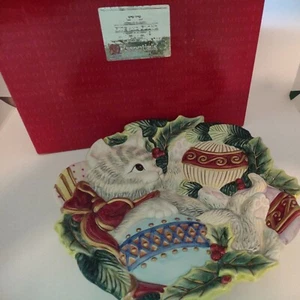 Fitz And Floyd Canapé Plate Kristmas Kitty Christmas Kitten Cookies Candy NIB - Picture 1 of 12