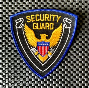 SECURITY GUARD WITH GOLD EAGLE EMBROIDERED SEW ON ONLY PATCH 4" x 4 1/4" NOS - Picture 1 of 2
