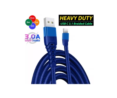 HeavyDuty USB Type C Charging Cable Braided Fast Phone Charger Long Lead 2m 3m - Image 1 of 4