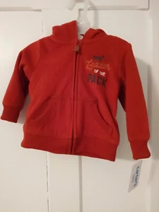 Carter's Wolf Pack Orange Fleece Hoodie, NWT, 6M Boys - Picture 1 of 3