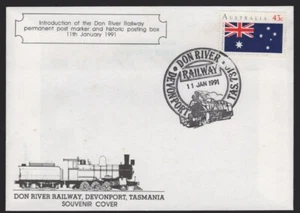 1991 Australia DON RIVER RAILWAY Tasmania Post Marker + Post Box Postmark Cover - Picture 1 of 1