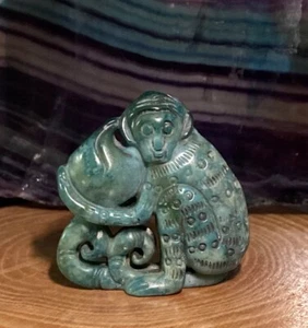 Old Chinese Hand-Carved Green Jade Monkey Statue Figure Pendent 170ct (J013) - Picture 1 of 19