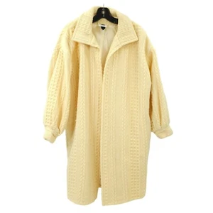 Tapestries Ireland Long Sweater Coat Open Front Size M Oversize Vtg Lined Yellow - Picture 1 of 14