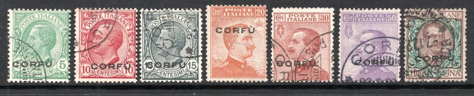 GREECE 1923 - Italian Occupation of Corfu - 7 diff. stamps ovpt CORFU - Image 1 of 1