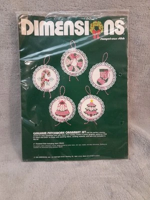 Dimensions Cross Stitch Kit #8326 Gingham Patchwork Ornament Set - Image 1 of 3